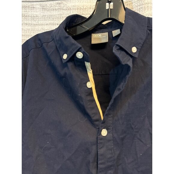 ASOS Mens Navy Long Sleeve Button-Down Shirt M - Picture 4 of 5